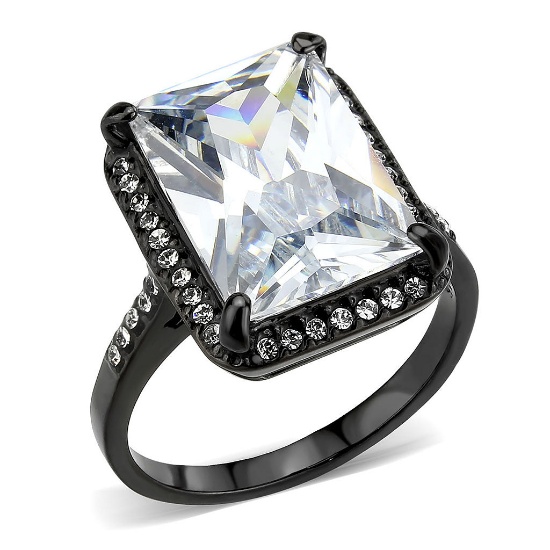 Fancy Black-ion Plated 8.48ct White Sapphire Ring