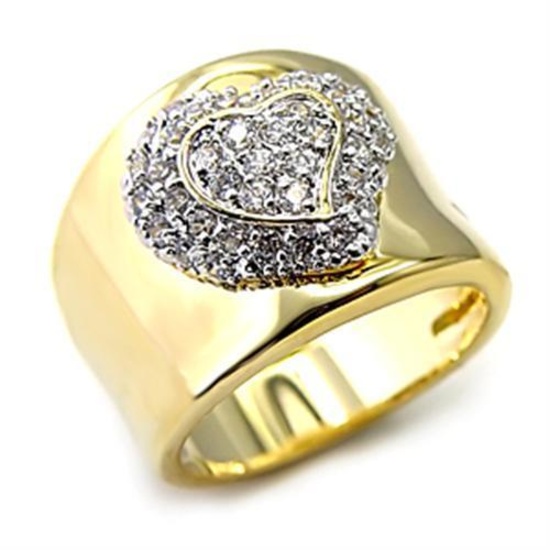 14k Gold Ip .13ct White Sapphire Heart Ring