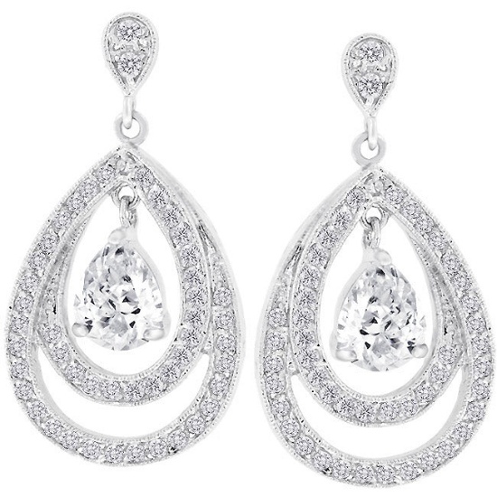 Dazzling Pear 3.36ct White Topaz Earrings