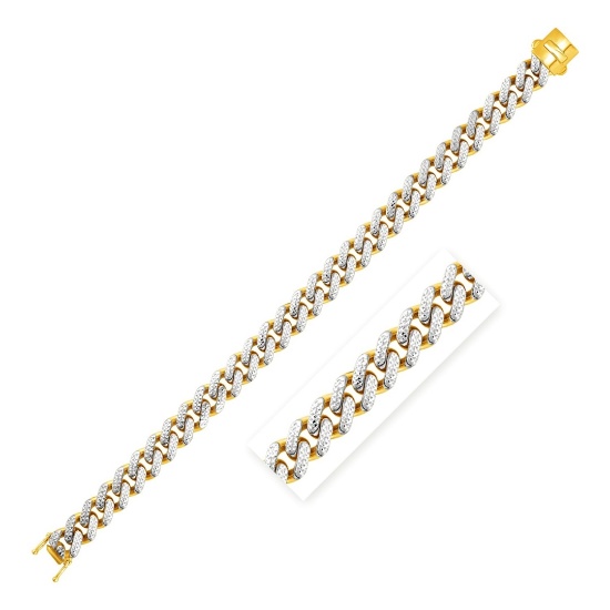 14k Two-tone Gold Curb Chain W/ Pave Bracelet