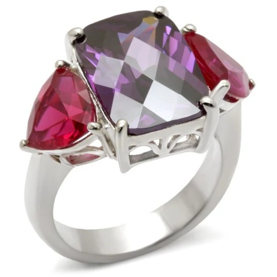 Alluring 2.00ct Amethyst & Ruby Three-stone Ring