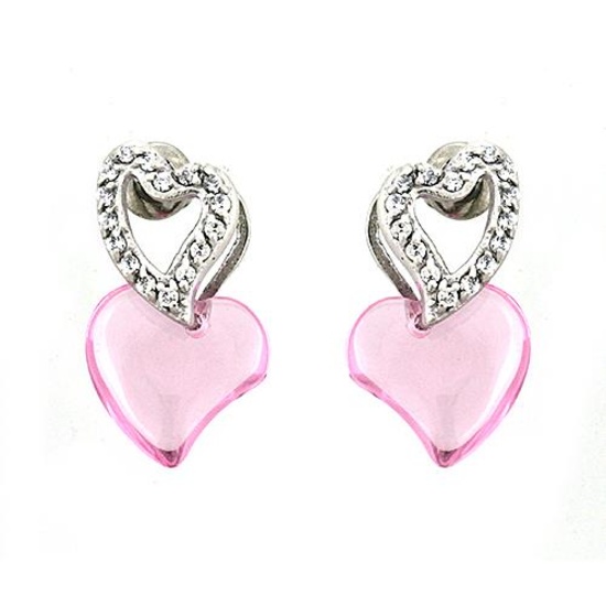 Chic .04ct White Topaz Heart Earrings