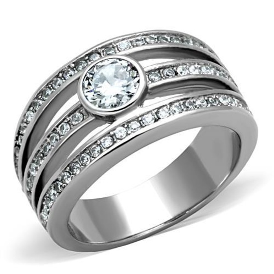 Pretty Polished .50ct White Sapphire 3 Row Ring