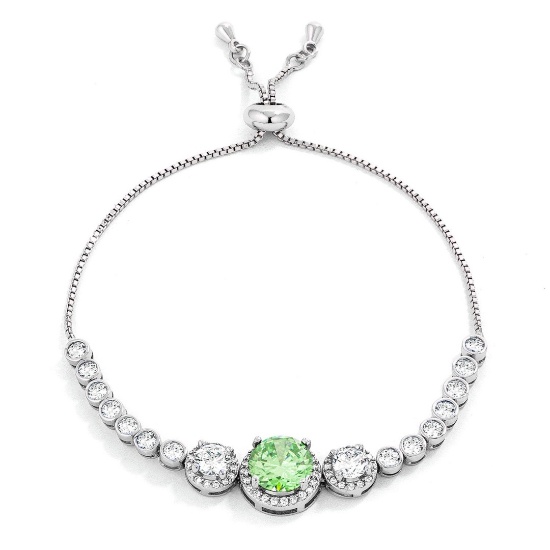 Round 5.95ct Peridot & White Topaz Bolo Bracelet