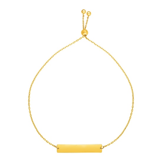 14k Gold Shiny Bar Adjustable Friendship Bracelet