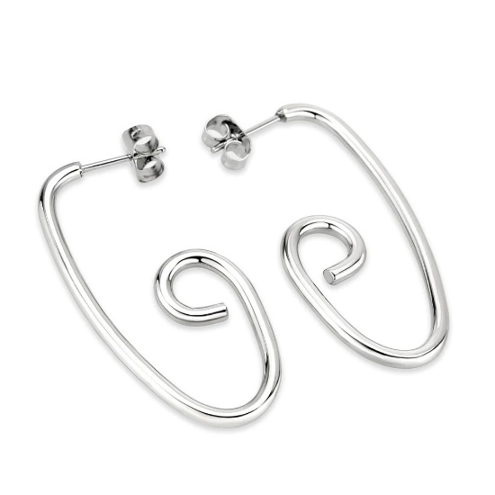 High Polished Curved Chain Earrings