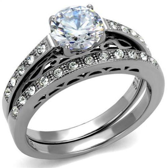Exquisite 1.36ct White Sapphire Dual Ring Set