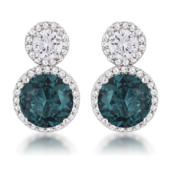 Round 10.00ct White & Montana Sapphire Earrings