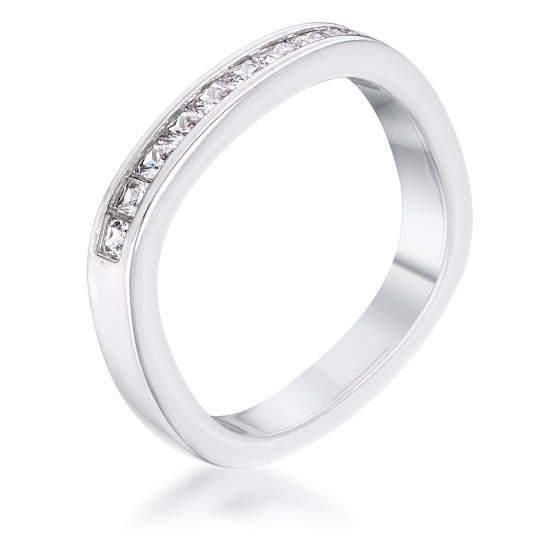 Princess Cut .90ct White Sapphire Square Band