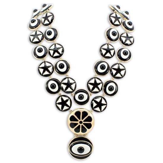 Iconic Gold Plated Brass Eyes & Stars Necklace