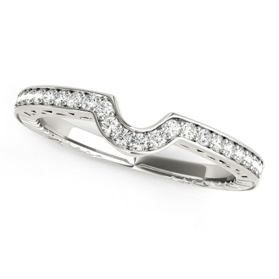 14k White Gold Round .12ct Diamond Wedding Band