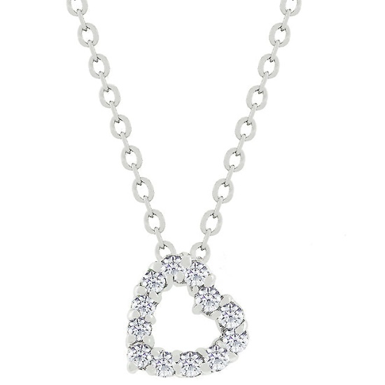 Round 1.20ct White Sapphire Halo Heart Necklace