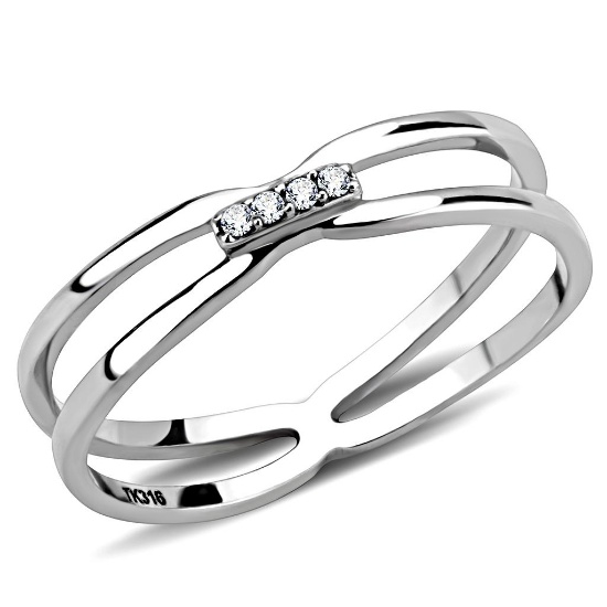 Simple .04ct White Sapphire Double Shank Ring