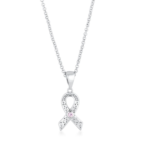 Round .015ct Pink Quartz Ribbon Necklace