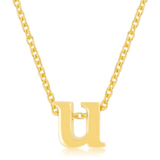 Goldtone Initial Small Letter U Necklace