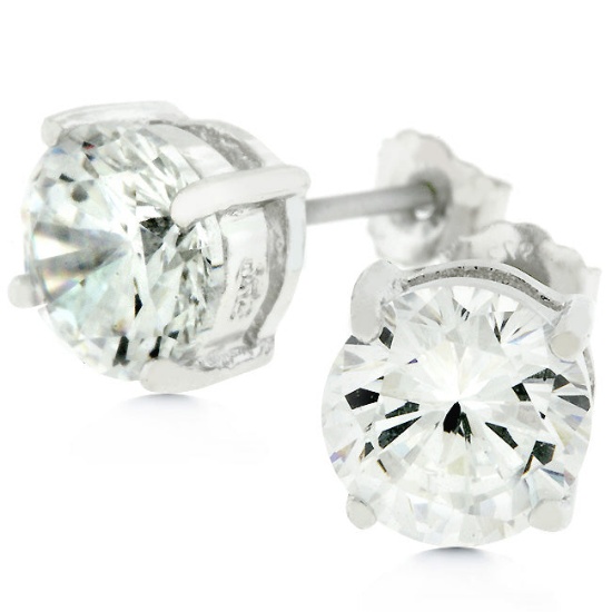 Classic Round Cut 3.89ct White Topaz Earrings