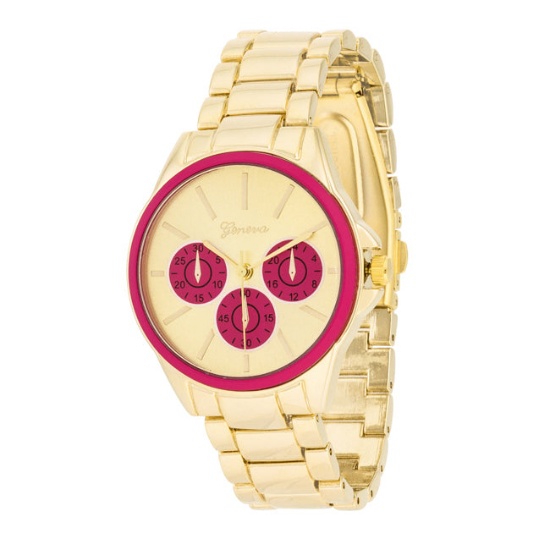 Gold-pl Pink Accent 40mm Chronograph Watch