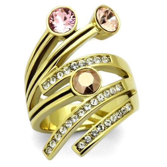14k Gold Ip 2.52ct Rose & Champagne Topaz Ring