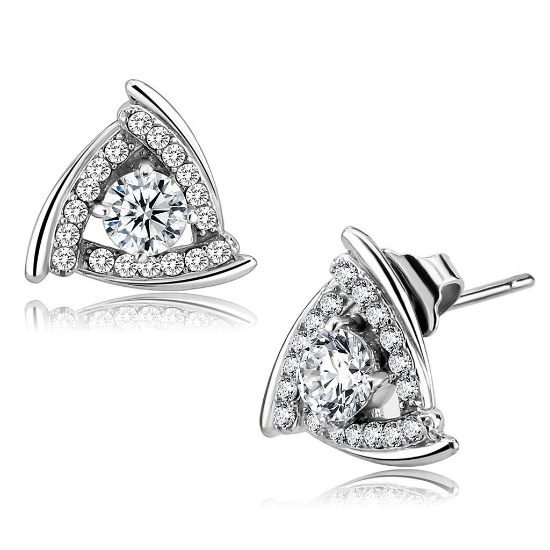 Round .25ct White Sapphire Triangular Earrings