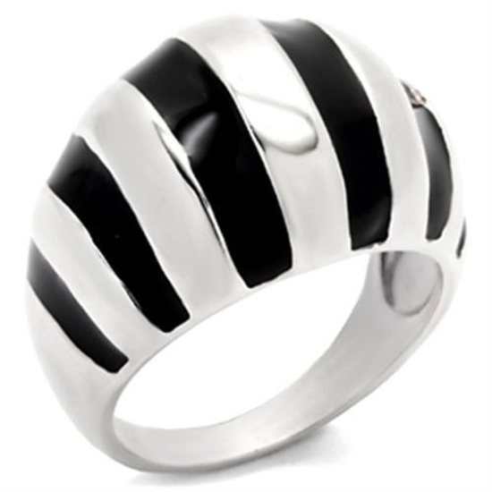 High Polished Jet Epoxy Striped Dome Ring