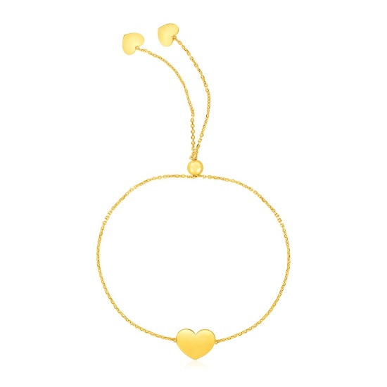 14k Gold Adjustable Heart Bracelet