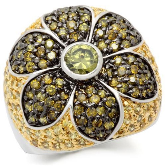 Round 1.02ct Peridot & Citrine Golden Flower Ring