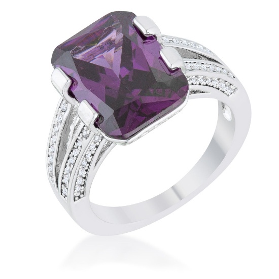 Emerald Cut 8.60ct Amethyst Cocktail Ring