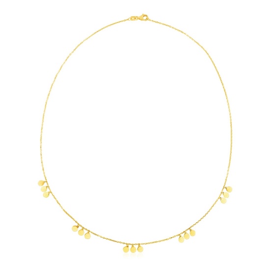 14k Gold Circle Dangle Stations Necklace