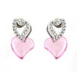 Chic .04ct White Topaz Heart Earrings