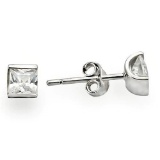 Cushion 1.00ct White Sapphire Stud Earrings