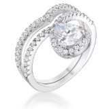 Pear 1.50 White Topaz Chevron Double Band Ring