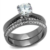 Gunmetal Ip Round 1.40ct White Sapphire Ring Set