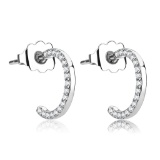 Cute .36ct White Sapphire Half Hoop Earrings