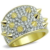 14k Gold Ip .25ct White Sapphire Spiky Ring