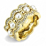 Stunning .50ct White Topaz & Pearl Trio Ring Set