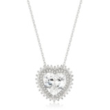 Heart 7.40ct White Topaz Double Halo Necklace