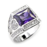 Emerald Cut 4.50ct Amethyst & White Topaz Ring