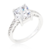 Elegant Princess Cut 2.10ct White Topaz Ring