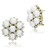 14k Gold-pl. Pearl Cluster Vintage Style Earrings