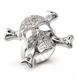 Glittering .83ct White Sapphire Skull Ring