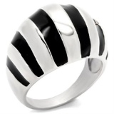 High Polished Jet Epoxy Striped Dome Ring