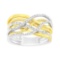 10k Gold-pl .10ct Diamond Multi-row Crossover Ring