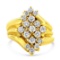 10k Gold-pl. 1.53ct Diamond Cluster Cocktail Ring