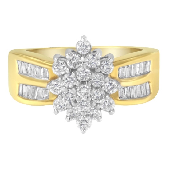 10k Gold .96ct Diamond Starburst Cluster Ring
