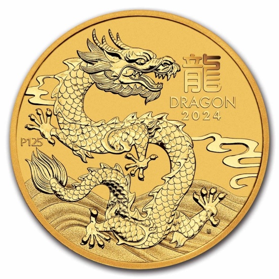 2024 Australia 1/20 Oz Gold Lunar Dragon Bu