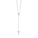 Sterling Silver Three Toned Bead Rosary Necklace