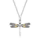 18k Gold & Silver Dragonfly Motif Necklace