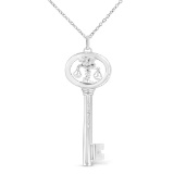 Elegant .01ct Diamond Libra Zodiac Key Necklace
