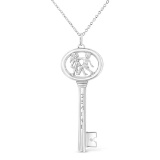 Elegant .01ct Diamond Gemini Zodiac Key Necklace