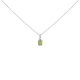10k Gold .42ct Peridot & Diamond Halo Necklace